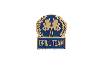 Crossed Flags Drill Team Pin with Blue Enamel Fill