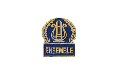 Music Lyre Ensemble Pin with Blue Enamel Fill