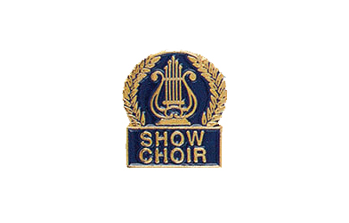 Music Lyre Show Choir Pin with Blue Enamel Fill