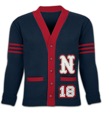 School Sweater with Both Sleeve Stripes